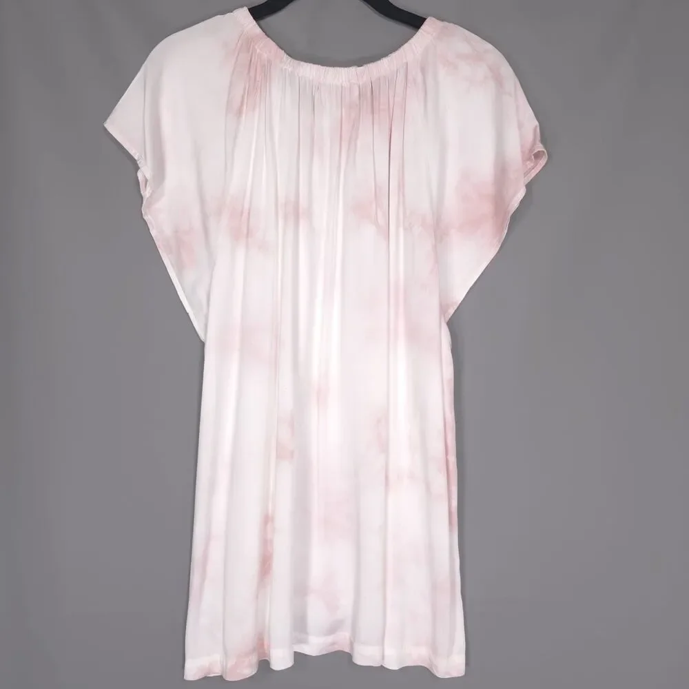 CLOTH & STONE Womens Blush Pink Tie Dye Tunic Top XL Short Sleeve Ecovero‎